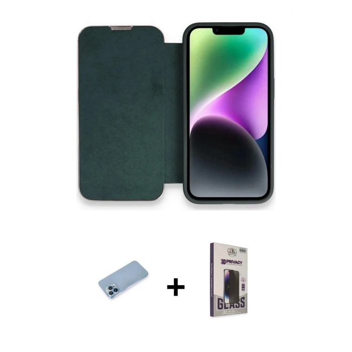 MARSİLYAN™- iPhone 13 Pro Max Kılıf Siluet Minimal Serisi - Siyah Bilvis Hayalet Cam Ekran Koruyucu + Shine Kamera Lens Koruma Cam - MI