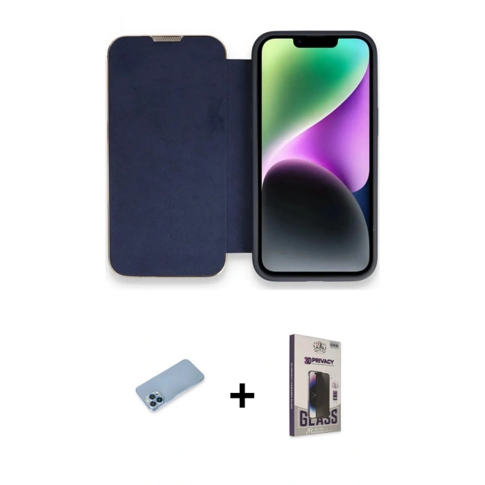 MARSİLYAN™- iPhone 13 Pro Max Kılıf Siluet Minimal Serisi - Siyah Bilvis Hayalet Cam Ekran Koruyucu + Shine Kamera Lens Koruma Cam - MI