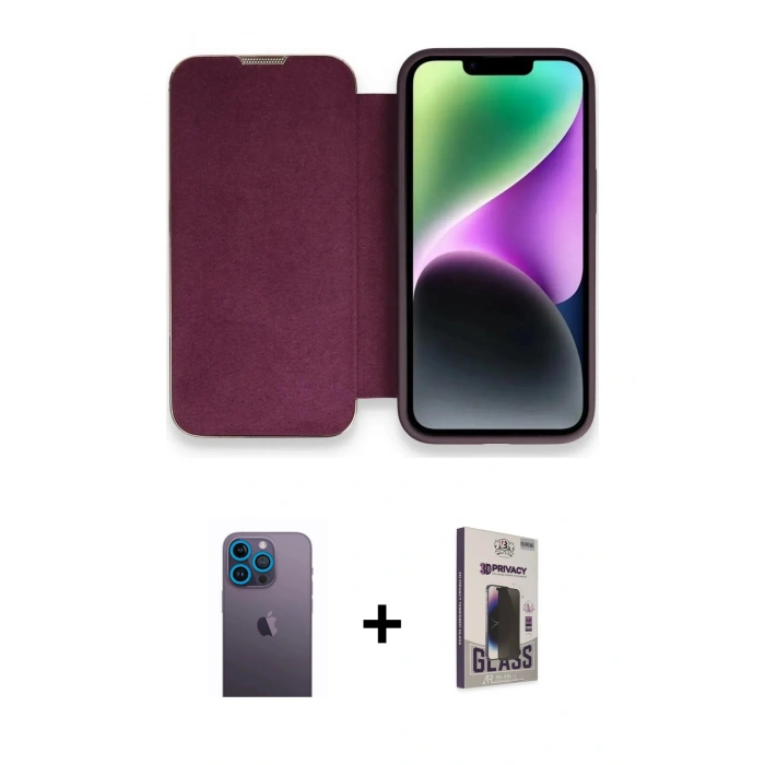 MARSİLYAN™- iPhone 13 Pro Max Kılıf Siluet Minimal Serisi - Siyah Bilvis Hayalet Cam Ekran Koruyucu + Neon Fosforlu Kamera Lens - MI