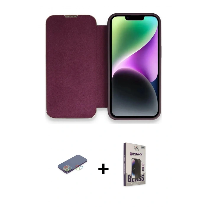 MARSİLYAN™- iPhone 13 Pro Max Kılıf Siluet Minimal Serisi - Siyah Bilvis Hayalet Cam Ekran Koruyucu + Renkli Kamera Lens Koruma Cam - MI