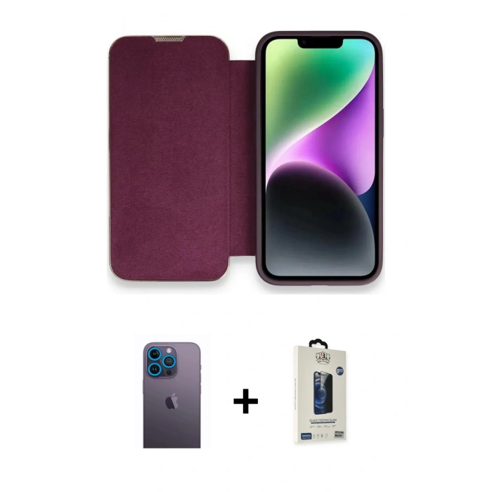 MARSİLYAN™- iPhone 13 Pro Max Kılıf Siluet Minimal Serisi - Siyah Bilvis Hayalet Cam Ekran Koruyucu + Neon Fosforlu Kamera Lens - MI