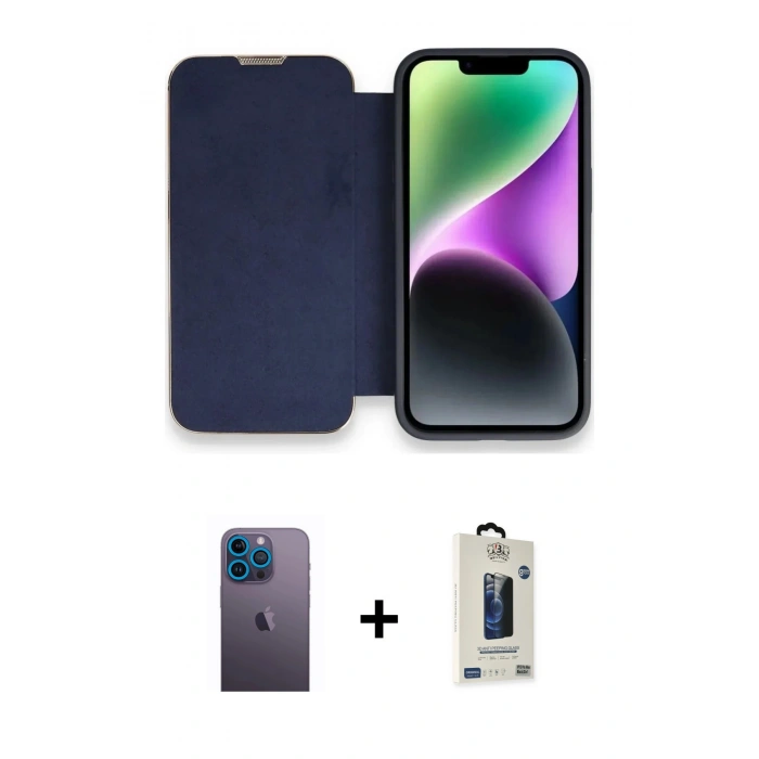 MARSİLYAN™- iPhone 13 Pro Max Kılıf Siluet Minimal Serisi - Siyah Bilvis Hayalet Cam Ekran Koruyucu + Neon Fosforlu Kamera Lens - MI
