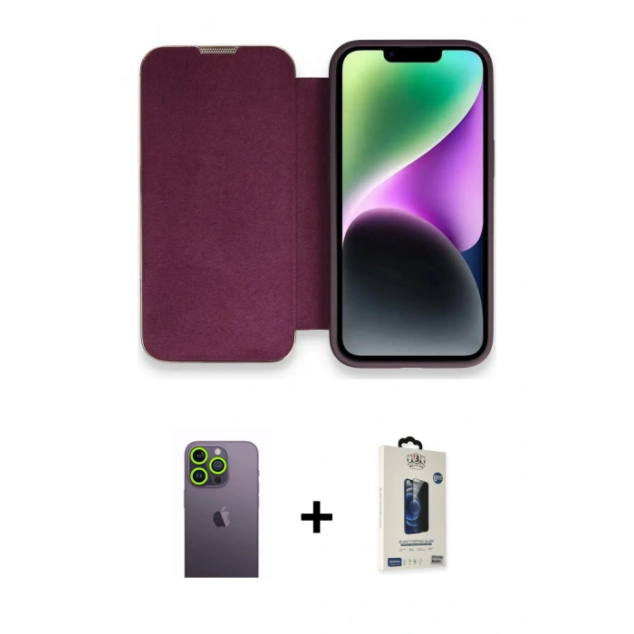MARSİLYAN™- iPhone 13 Pro Max Kılıf Siluet Minimal Serisi - Siyah Bilvis Hayalet Cam Ekran Koruyucu + Neon Fosforlu Kamera Lens - YL