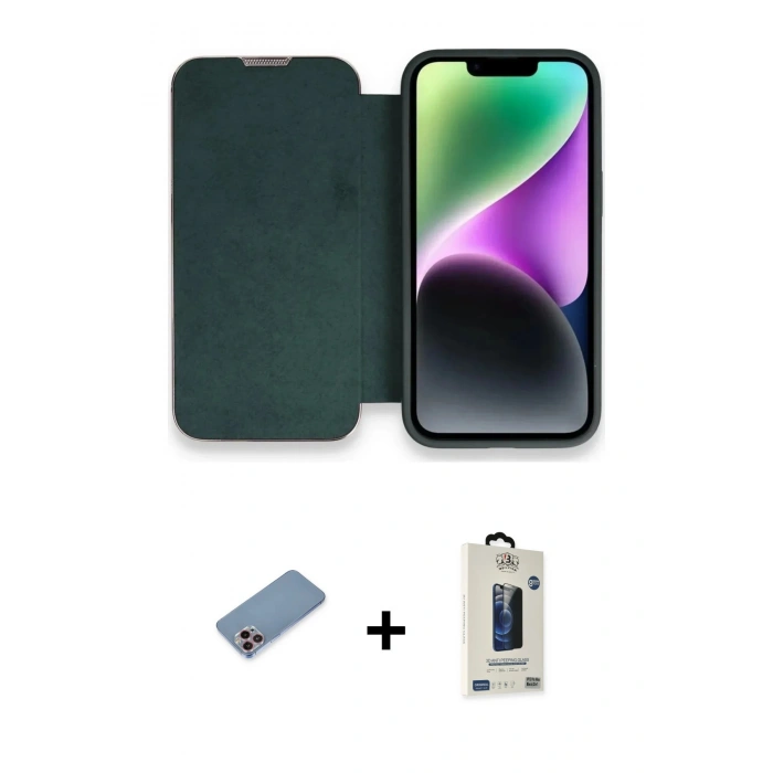MARSİLYAN™- iPhone 13 Pro Max Kılıf Siluet Minimal Serisi - Siyah Bilvis Hayalet Cam Ekran Koruyucu + Pembe Shine Kamera Lens Koruma Cam