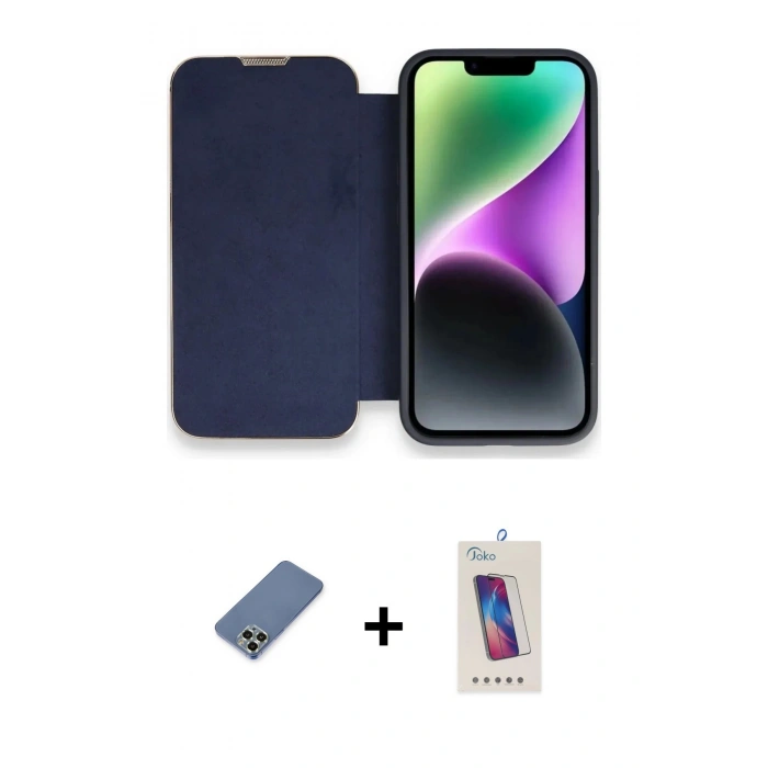 MARSİLYAN™- iPhone 13 Pro Max Kılıf Siluet Minimal Serisi - Siyah Joko 5D Cam + Açık Yeşil Metal Kamera Lens Koruma Cam