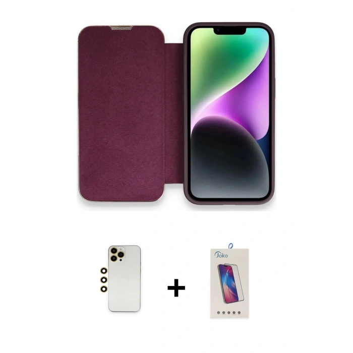 MARSİLYAN™- iPhone 13 Pro Max Kılıf Siluet Minimal Serisi - Siyah Joko 5D Cam + Shine Kamera Lens - GD