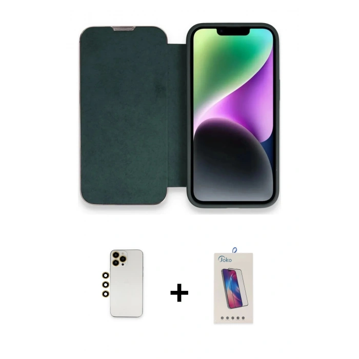 MARSİLYAN™- iPhone 13 Pro Max Kılıf Siluet Minimal Serisi - Siyah Joko 5D Cam + Shine Kamera Lens - GD