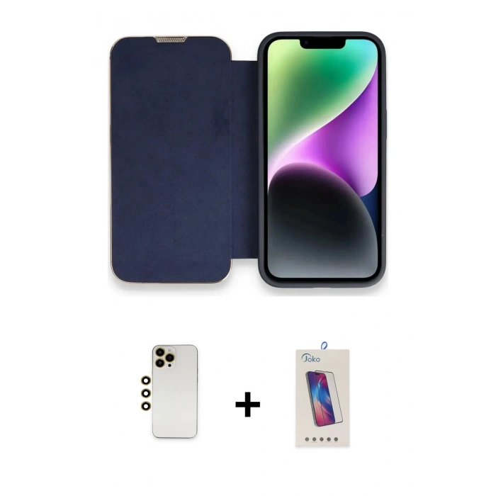 MARSİLYAN™- iPhone 13 Pro Max Kılıf Siluet Minimal Serisi - Siyah Joko 5D Cam + Shine Kamera Lens - GD