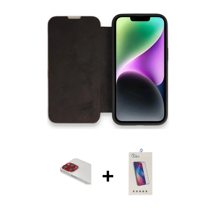 MARSİLYAN™- iPhone 13 Pro Max Kılıf Siluet Minimal Serisi - Siyah Joko 5D Cam + Pers Alüminyum Kamera Lens - KI