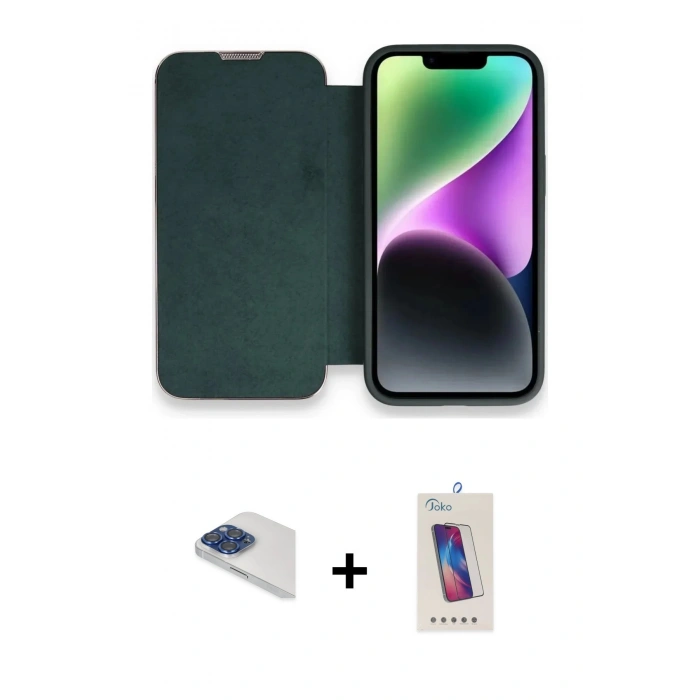 MARSİLYAN™- iPhone 13 Pro Max Kılıf Siluet Minimal Serisi - Siyah Joko 5D Cam + Pers Alüminyum Kamera Lens - LT