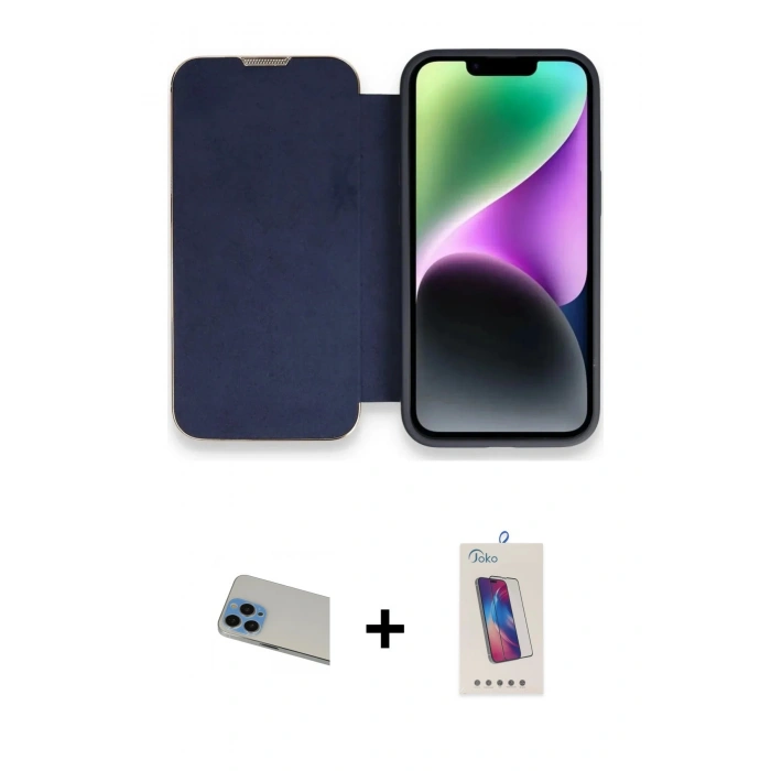 MARSİLYAN™- iPhone 13 Pro Max Kılıf Siluet Minimal Serisi - Siyah Joko 5D Cam + Rainbow Kamera Lens Koruma Cam - MI