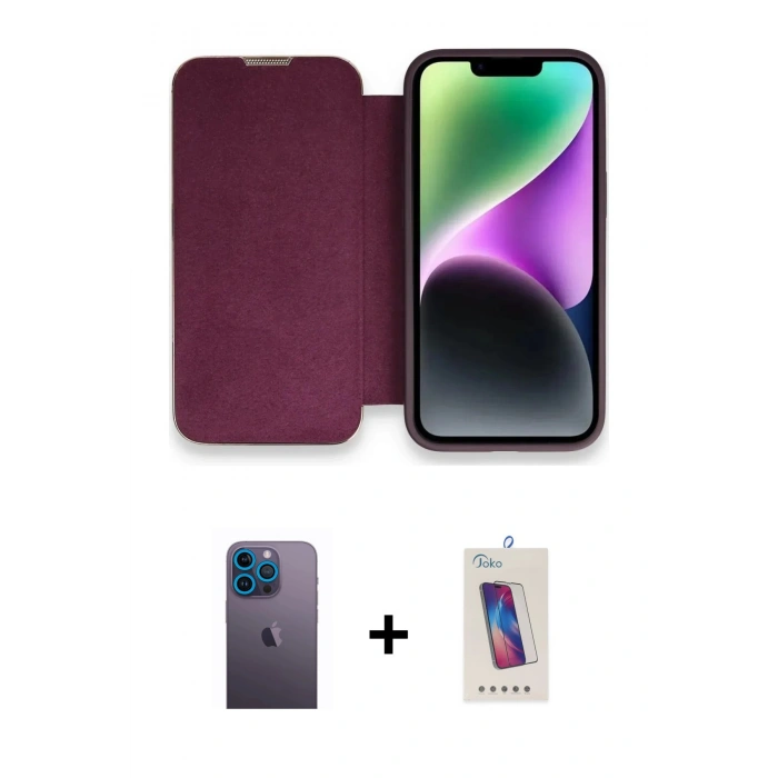 MARSİLYAN™- iPhone 13 Pro Max Kılıf Siluet Minimal Serisi - Siyah Joko 5D Cam + Neon Fosforlu Kamera Lens - MI