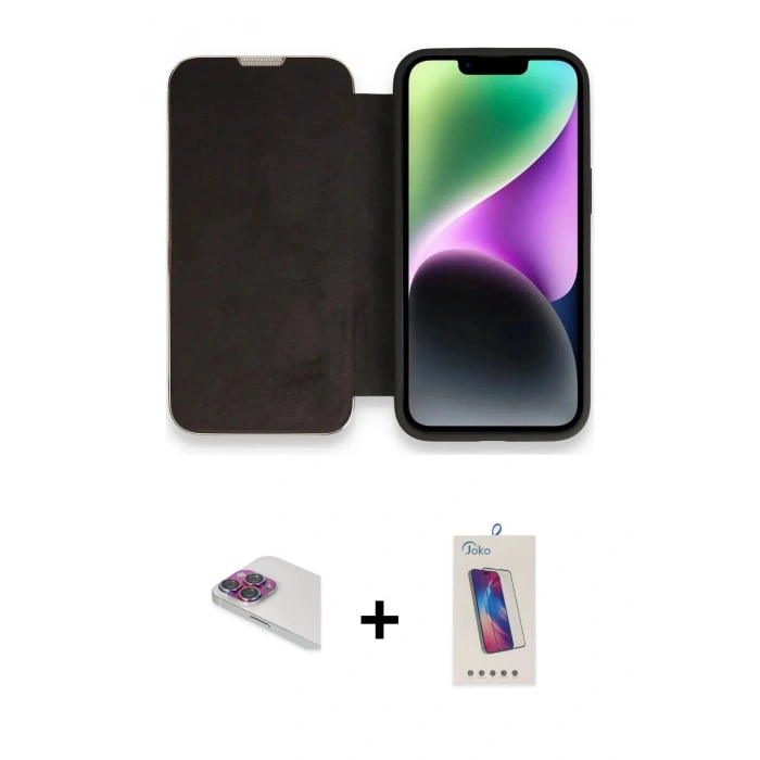 MARSİLYAN™- iPhone 13 Pro Max Kılıf Siluet Minimal Serisi - Siyah Joko 5D Cam + Pers Alüminyum Kamera Lens - GI