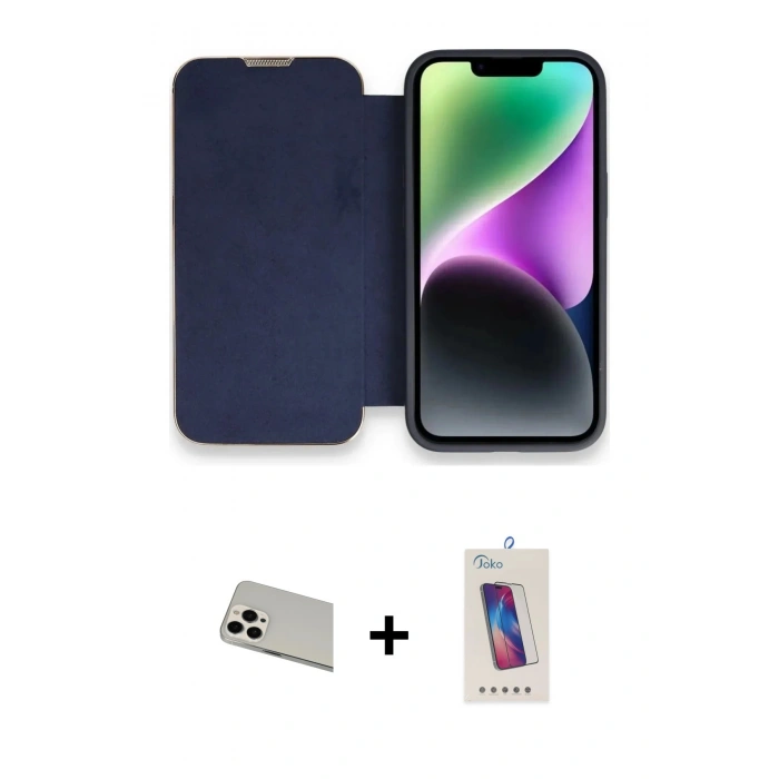 MARSİLYAN™- iPhone 13 Pro Max Kılıf Siluet Minimal Serisi - Siyah Joko 5D Cam + Rainbow Kamera Lens Koruma Cam - BZ