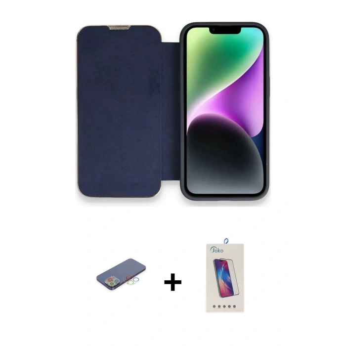 MARSİLYAN™- iPhone 13 Pro Max Kılıf Siluet Minimal Serisi - Siyah Joko 5D Cam + Renkli Kamera Lens Koruma Cam - MI