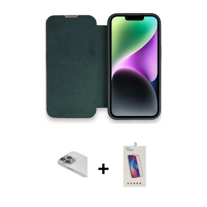 MARSİLYAN™- iPhone 13 Pro Max Kılıf Siluet Minimal Serisi - Siyah Joko 5D Cam + Pers Alüminyum Kamera Lens - SABE