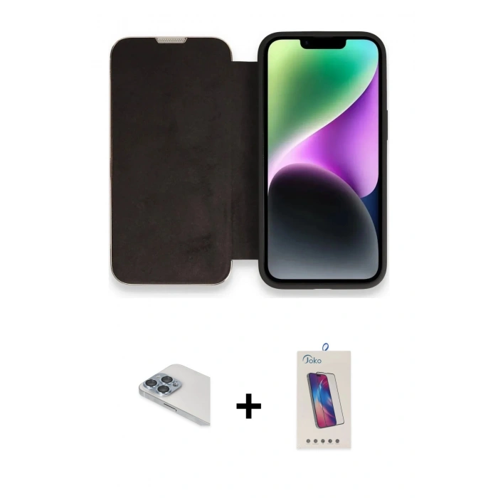 MARSİLYAN™- iPhone 13 Pro Max Kılıf Siluet Minimal Serisi - Siyah Joko 5D Cam + Pers Alüminyum Kamera Lens - SABE