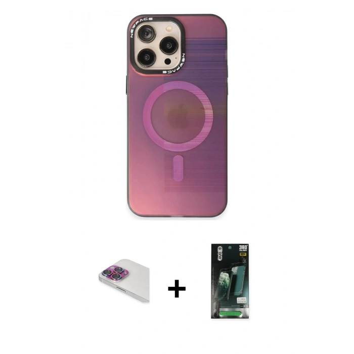 MARSİLYAN™- iPhone 13 Pro Max Kılıf Siluet Modern Koleksiyonu - Şeffaf 360 Full Body Arka Koruyucu + Pers Alüminyum Kamera Lens - GI
