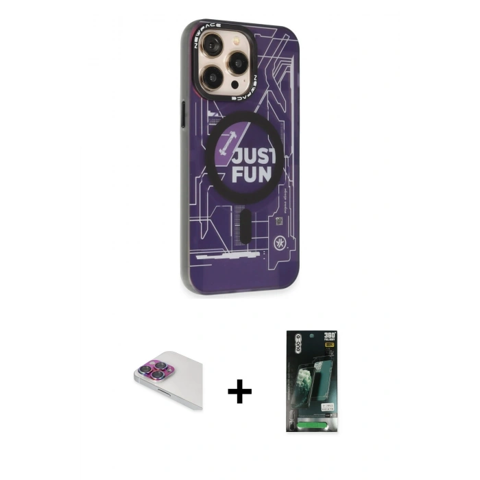 MARSİLYAN™- iPhone 13 Pro Max Kılıf Siluet Modern Koleksiyonu - Şeffaf 360 Full Body Arka Koruyucu + Pers Alüminyum Kamera Lens - GI