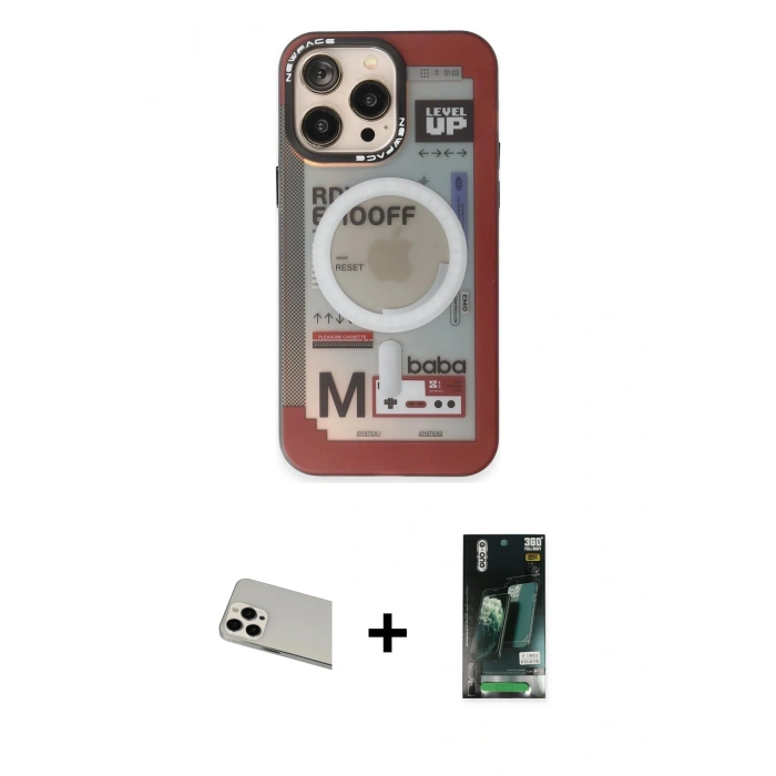 MARSİLYAN™- iPhone 13 Pro Max Kılıf Siluet Modern Koleksiyonu - Şeffaf 360 Full Body Arka Koruyucu + Rainbow Kamera Lens Koruma Cam - BZ