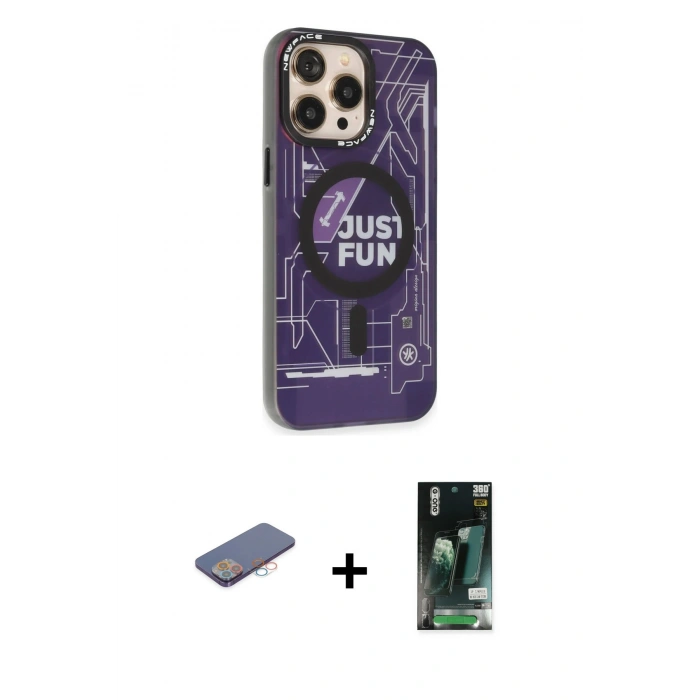 MARSİLYAN™- iPhone 13 Pro Max Kılıf Siluet Modern Koleksiyonu - Şeffaf 360 Full Body Arka Koruyucu + Renkli Kamera Lens Koruma Cam - PE