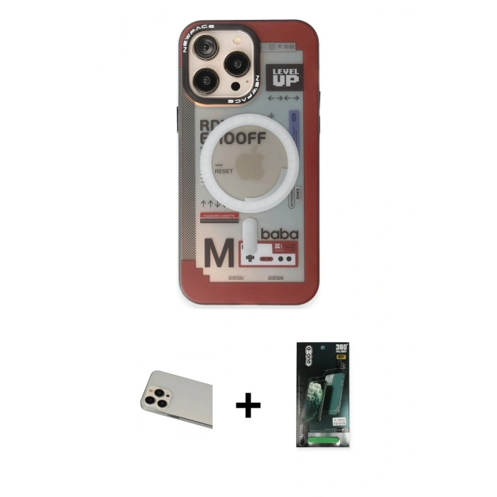 MARSİLYAN™- iPhone 13 Pro Max Kılıf Siluet Modern Koleksiyonu - Şeffaf 360 Full Body Arka Koruyucu + Rainbow Kamera Lens Koruma Cam - REGD