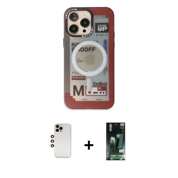 MARSİLYAN™- iPhone 13 Pro Max Kılıf Siluet Modern Koleksiyonu - Şeffaf 360 Full Body Arka Koruyucu + Shine Kamera Lens - GD