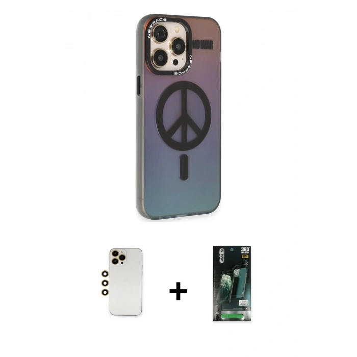 MARSİLYAN™- iPhone 13 Pro Max Kılıf Siluet Modern Koleksiyonu - Şeffaf 360 Full Body Arka Koruyucu + Shine Kamera Lens - GD