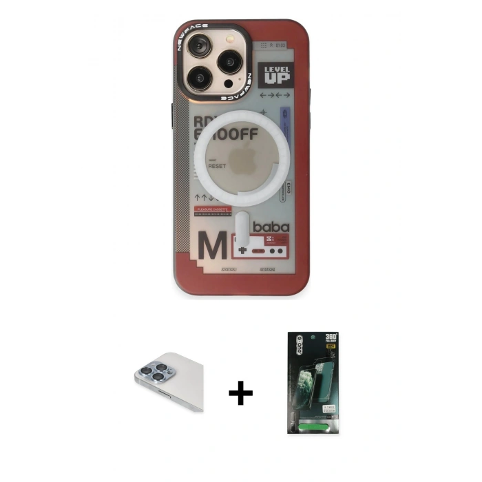 MARSİLYAN™- iPhone 13 Pro Max Kılıf Siluet Modern Koleksiyonu - Şeffaf 360 Full Body Arka Koruyucu + Pers Alüminyum Kamera Lens - SABE