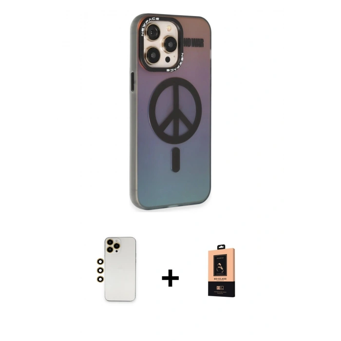 MARSİLYAN™- iPhone 13 Pro Max Kılıf Siluet Modern Koleksiyonu - Şeffaf Maxco Cam Ekran Koruyucu + Shine Kamera Lens - GD