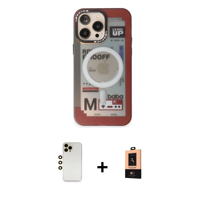 MARSİLYAN™- iPhone 13 Pro Max Kılıf Siluet Modern Koleksiyonu - Şeffaf Maxco Cam Ekran Koruyucu + Shine Kamera Lens - GD