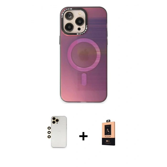 MARSİLYAN™- iPhone 13 Pro Max Kılıf Siluet Modern Koleksiyonu - Şeffaf Maxco Cam Ekran Koruyucu + Shine Kamera Lens - GD