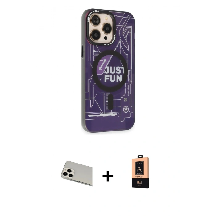 MARSİLYAN™- iPhone 13 Pro Max Kılıf Siluet Modern Koleksiyonu - Şeffaf Maxco Cam Ekran Koruyucu + Rainbow Kamera Lens Koruma Cam - BZ