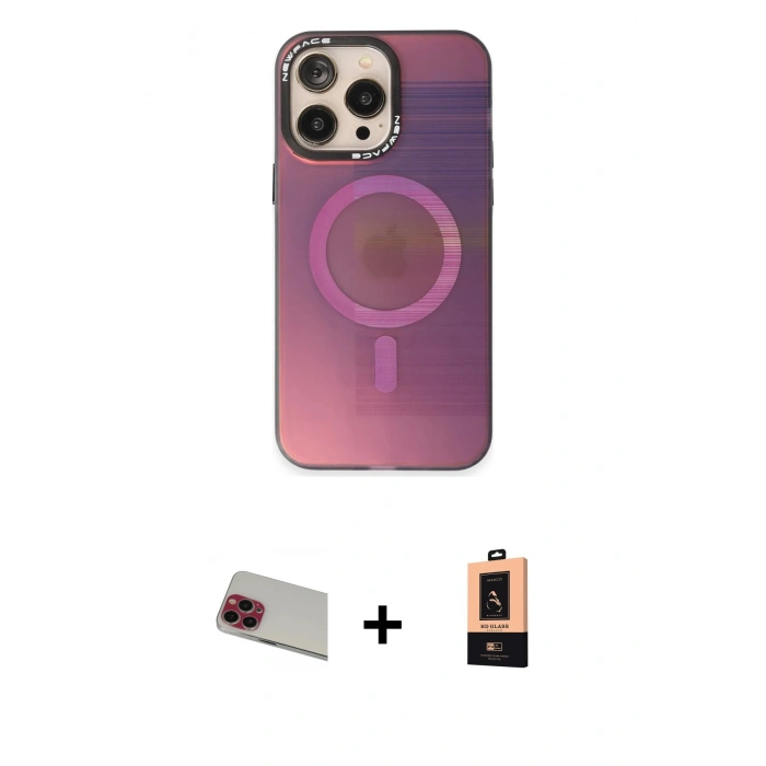 MARSİLYAN™- iPhone 13 Pro Max Kılıf Siluet Modern Koleksiyonu - Şeffaf Maxco Cam Ekran Koruyucu + Rainbow Kamera Lens Koruma Cam - KI