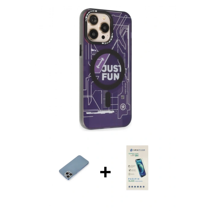 MARSİLYAN™- iPhone 13 Pro Max Kılıf Siluet Modern Koleksiyonu - Şeffaf Pasifik Cam Ekran Koruyucu + Shine Kamera Lens Koruma Cam - GI
