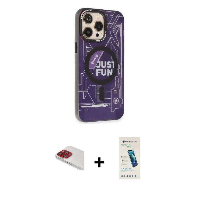 MARSİLYAN™- iPhone 13 Pro Max Kılıf Siluet Modern Koleksiyonu - Şeffaf Pasifik Cam Ekran Koruyucu + Pers Alüminyum Kamera Lens - KI