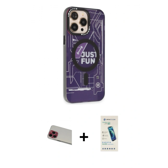 MARSİLYAN™- iPhone 13 Pro Max Kılıf Siluet Modern Koleksiyonu - Şeffaf Pasifik Cam Ekran Koruyucu + Rainbow Kamera Lens Koruma Cam - KI