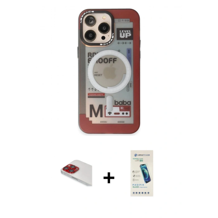 MARSİLYAN™- iPhone 13 Pro Max Kılıf Siluet Modern Koleksiyonu - Şeffaf Pasifik Cam Ekran Koruyucu + Pers Alüminyum Kamera Lens - KI