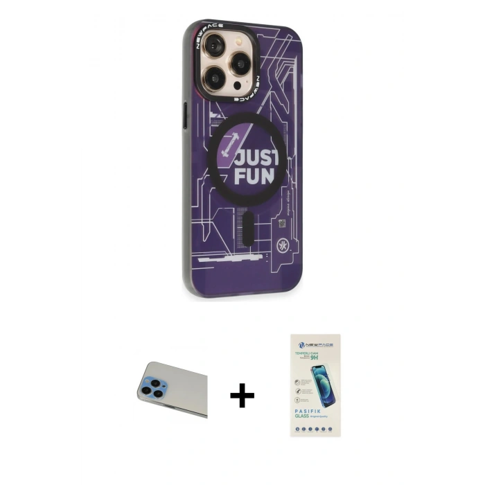 MARSİLYAN™- iPhone 13 Pro Max Kılıf Siluet Modern Koleksiyonu - Şeffaf Pasifik Cam Ekran Koruyucu + Rainbow Kamera Lens Koruma Cam - MI