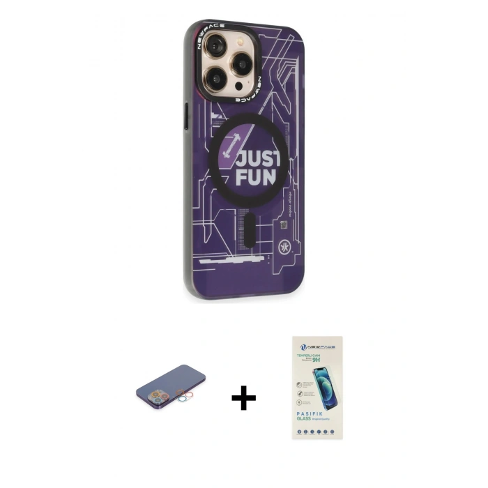 MARSİLYAN™- iPhone 13 Pro Max Kılıf Siluet Modern Koleksiyonu - Şeffaf Pasifik Cam Ekran Koruyucu + Renkli Kamera Lens Koruma Cam - PE