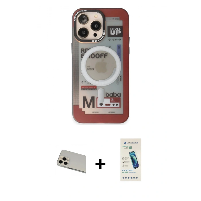 MARSİLYAN™- iPhone 13 Pro Max Kılıf Siluet Modern Koleksiyonu - Şeffaf Pasifik Cam Ekran Koruyucu + Rainbow Kamera Lens Koruma Cam - REGD