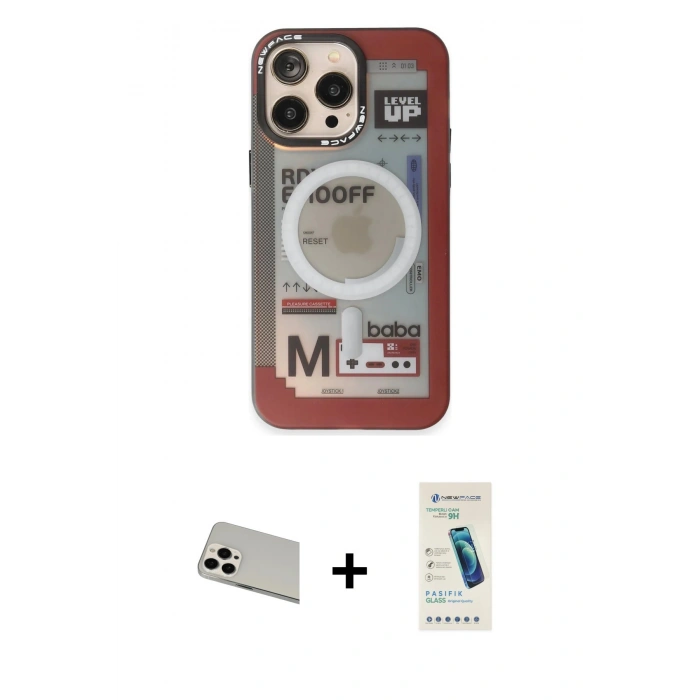 MARSİLYAN™- iPhone 13 Pro Max Kılıf Siluet Modern Koleksiyonu - Şeffaf Pasifik Cam Ekran Koruyucu + Rainbow Kamera Lens Koruma Cam - BZ