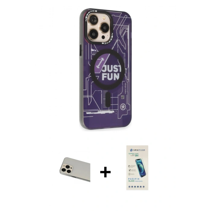 MARSİLYAN™- iPhone 13 Pro Max Kılıf Siluet Modern Koleksiyonu - Şeffaf Pasifik Cam Ekran Koruyucu + Rainbow Kamera Lens Koruma Cam - REGD