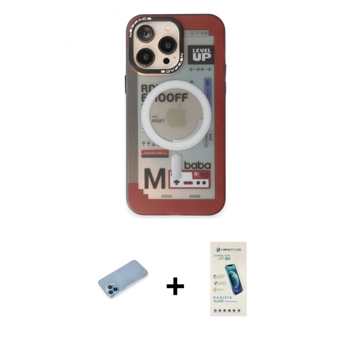 MARSİLYAN™- iPhone 13 Pro Max Kılıf Siluet Modern Koleksiyonu - Şeffaf Pasifik Cam Ekran Koruyucu + Shine Kamera Lens Koruma Cam - MI