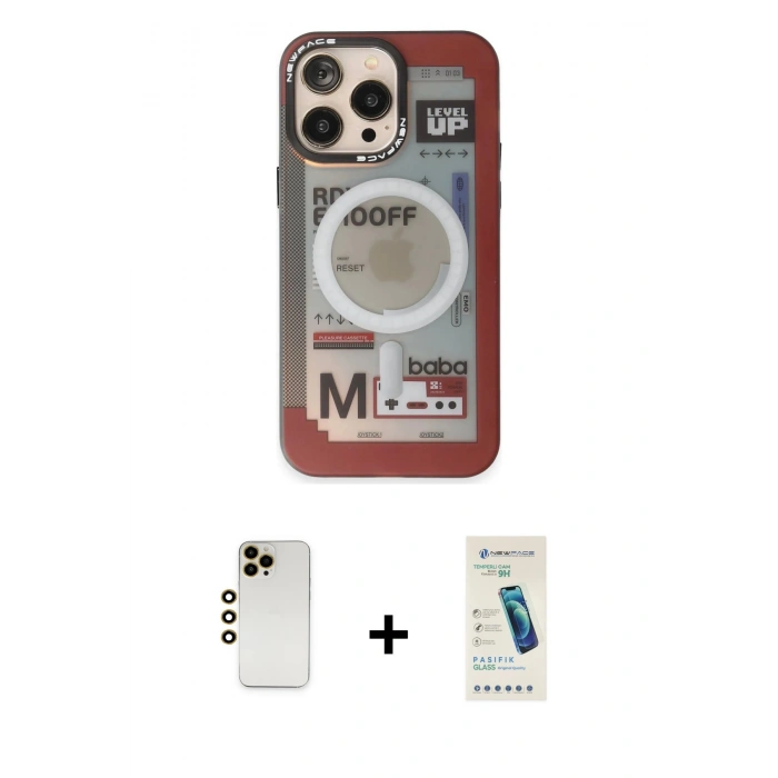 MARSİLYAN™- iPhone 13 Pro Max Kılıf Siluet Modern Koleksiyonu - Şeffaf Pasifik Cam Ekran Koruyucu + Shine Kamera Lens - GD