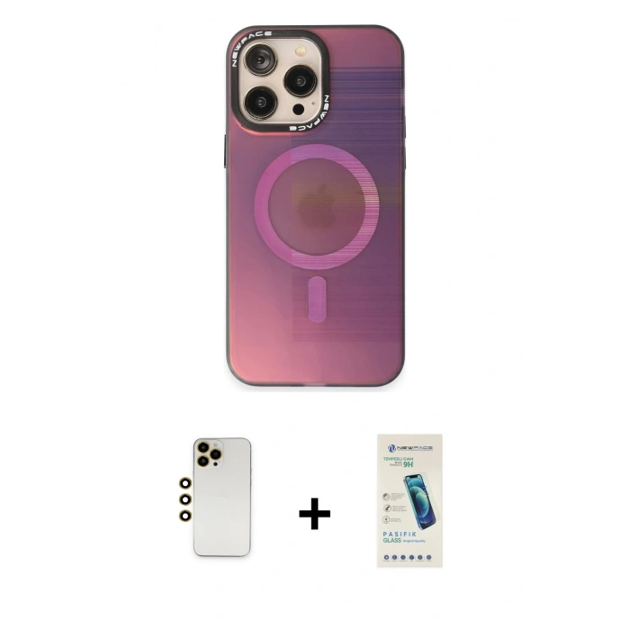 MARSİLYAN™- iPhone 13 Pro Max Kılıf Siluet Modern Koleksiyonu - Şeffaf Pasifik Cam Ekran Koruyucu + Shine Kamera Lens - GD