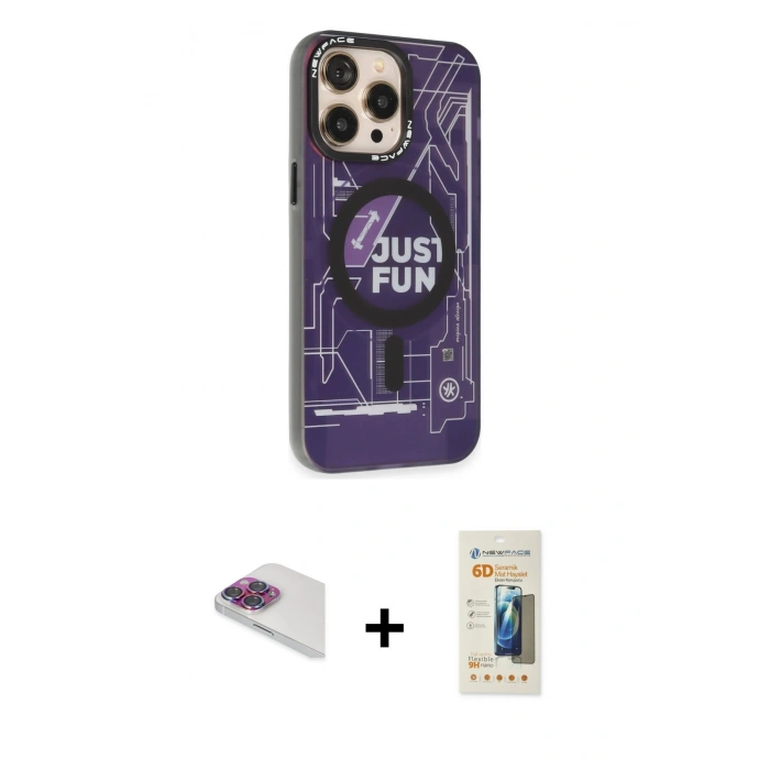 MARSİLYAN™- iPhone 13 Pro Max Kılıf Siluet Modern Koleksiyonu - Siyah 6D Mat Seramik Hayalet Nano Ekran Koruyucu + Pers Alüminyum Kamera Lens - GI