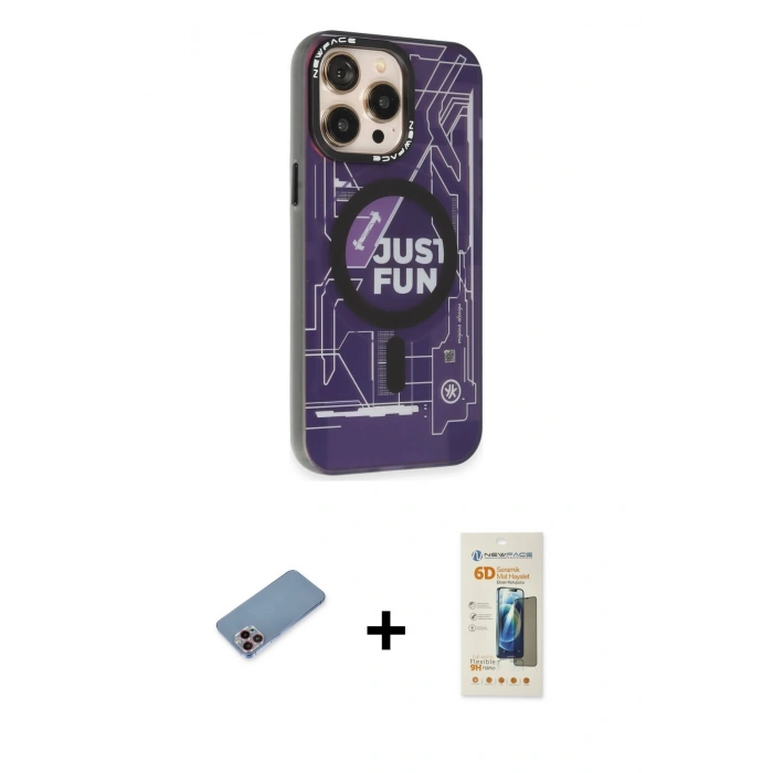 MARSİLYAN™- iPhone 13 Pro Max Kılıf Siluet Modern Koleksiyonu - Siyah 6D Mat Seramik Hayalet Nano Ekran Koruyucu + Shine Kamera Lens Koruma Cam - PE