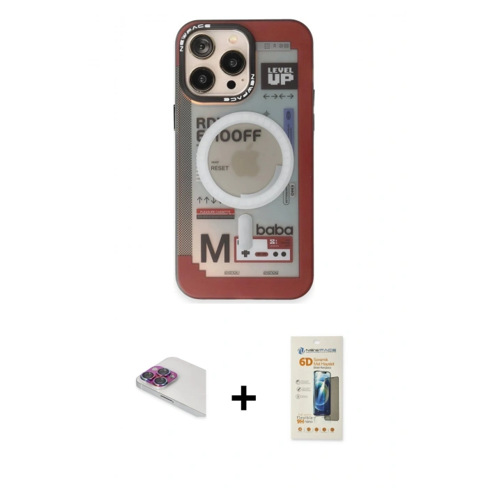 MARSİLYAN™- iPhone 13 Pro Max Kılıf Siluet Modern Koleksiyonu - Siyah 6D Mat Seramik Hayalet Nano Ekran Koruyucu + Pers Alüminyum Kamera Lens - GI