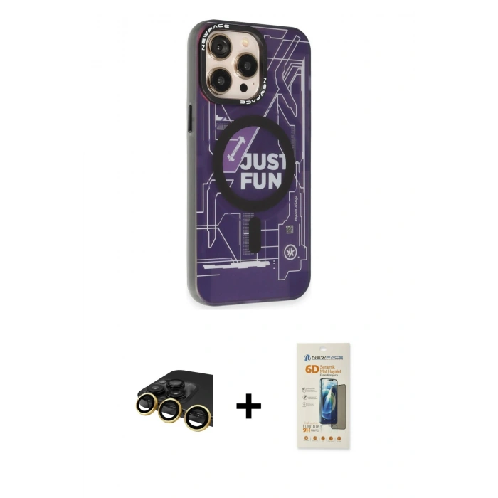 MARSİLYAN™- iPhone 13 Pro Max Kılıf Siluet Modern Koleksiyonu - Siyah 6D Mat Seramik Hayalet Nano Ekran Koruyucu + Raze Metal Kamera Lens - GD